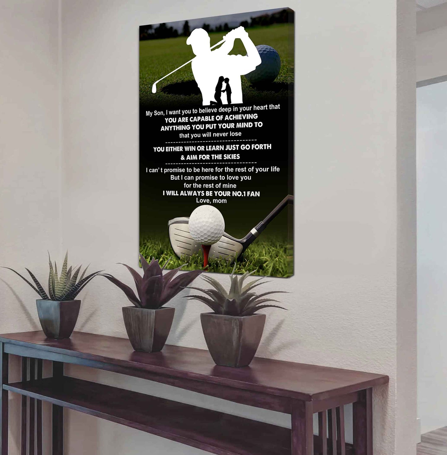 sport poster canvas mom to son - you will never lose you either win or learn i will always your no 1 fan