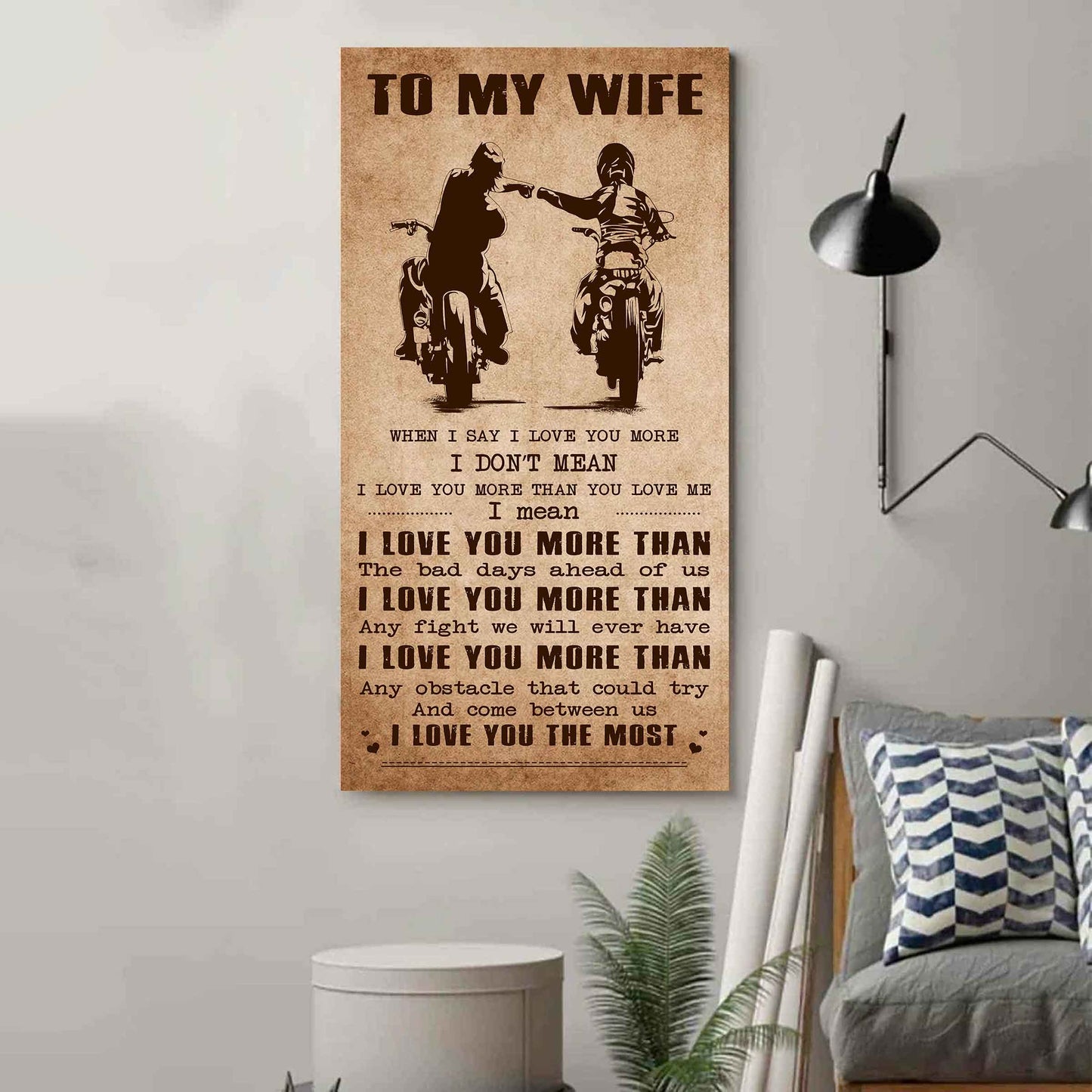 family poster canvas to my wife when i say i love you more - i love you the most gift for your wife