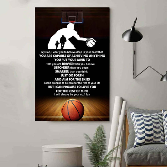 Sport Poster Canvas Dad To Son - That You Are Braver Than You Believe You Are Capable Of I Will Always Your No 1 Fan