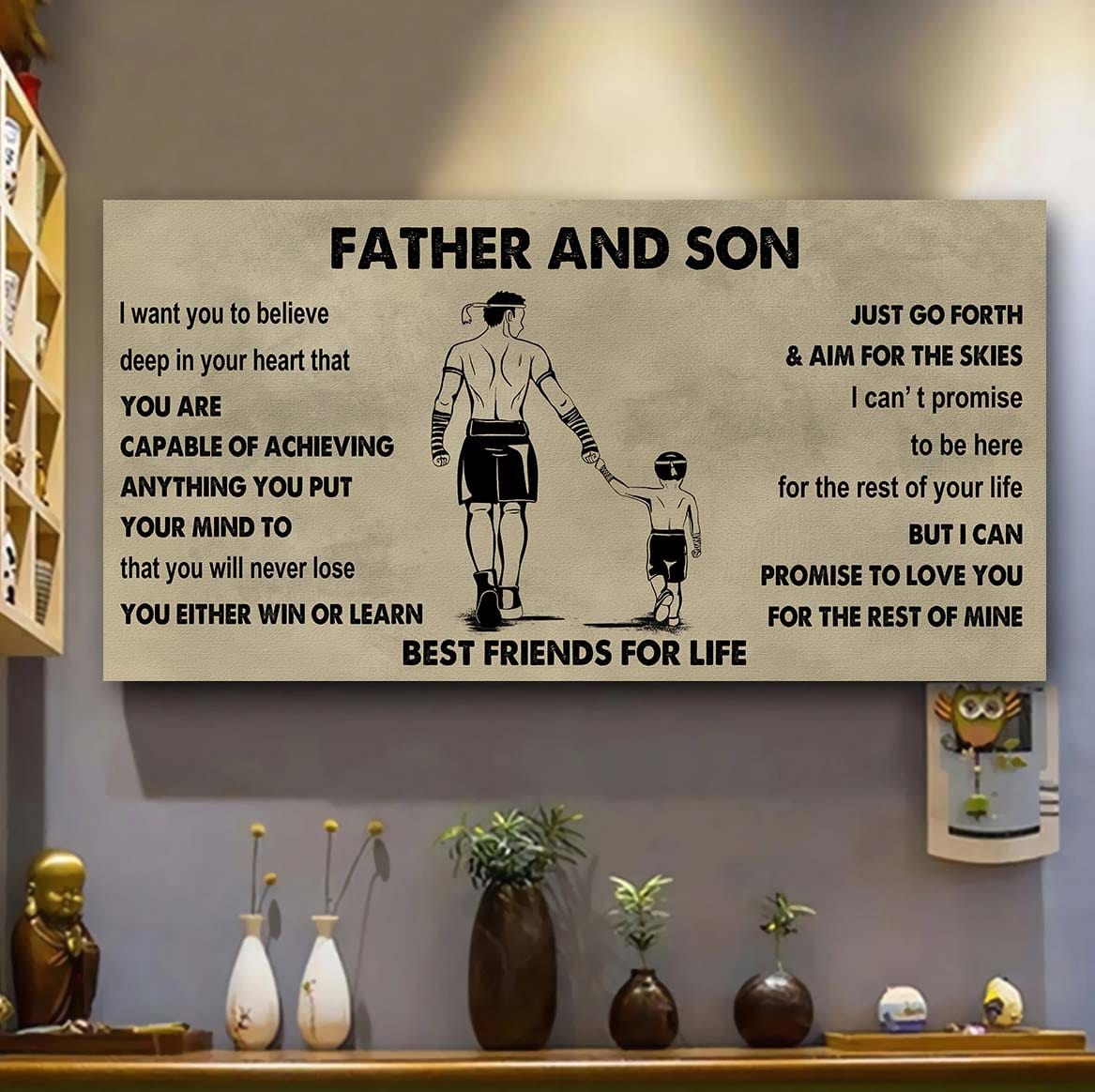 sport-family father and son best friends for life - ver 2 you will never lose poster canvas gift for son from father