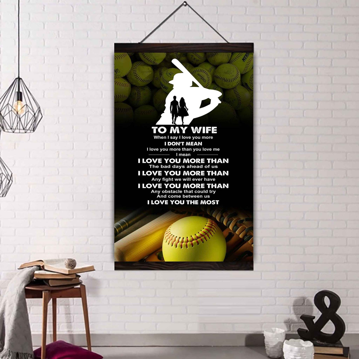 sport poster canvas to my wife when i say i love you more - i love you the most gift for your wife