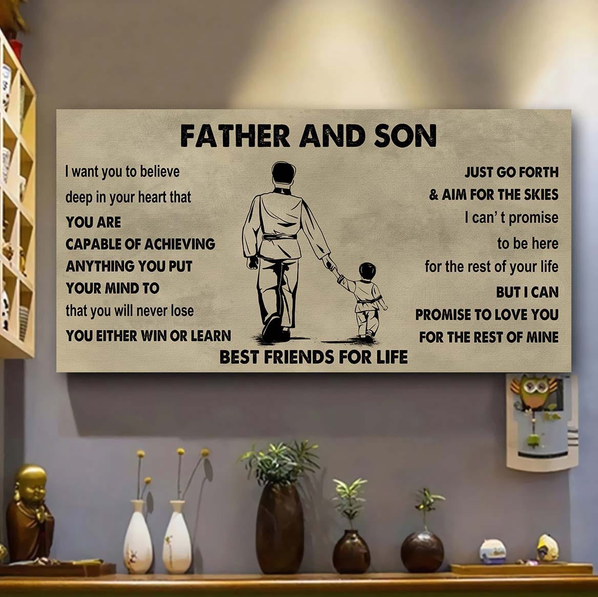 sport-family father and son best friends for life - ver 2 you will never lose poster canvas gift for son from father