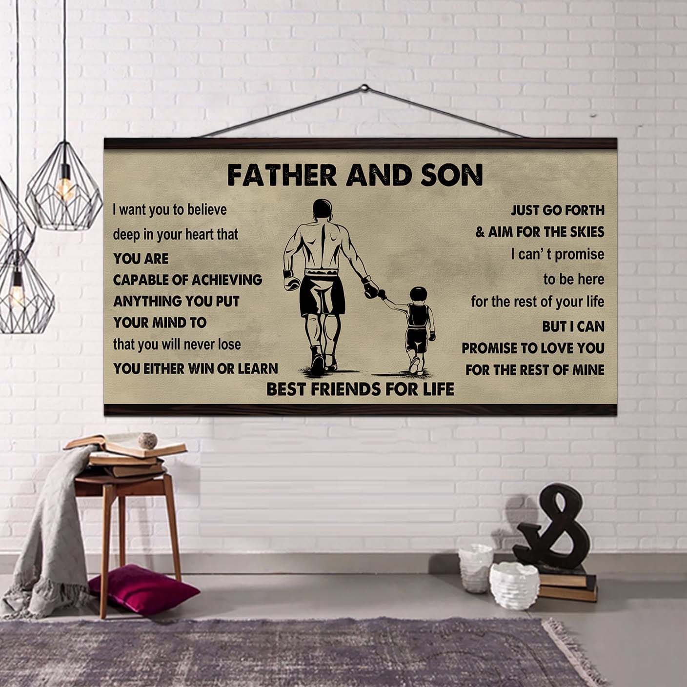 sport-family father and son best friends for life - ver 2 you will never lose poster canvas gift for son from father