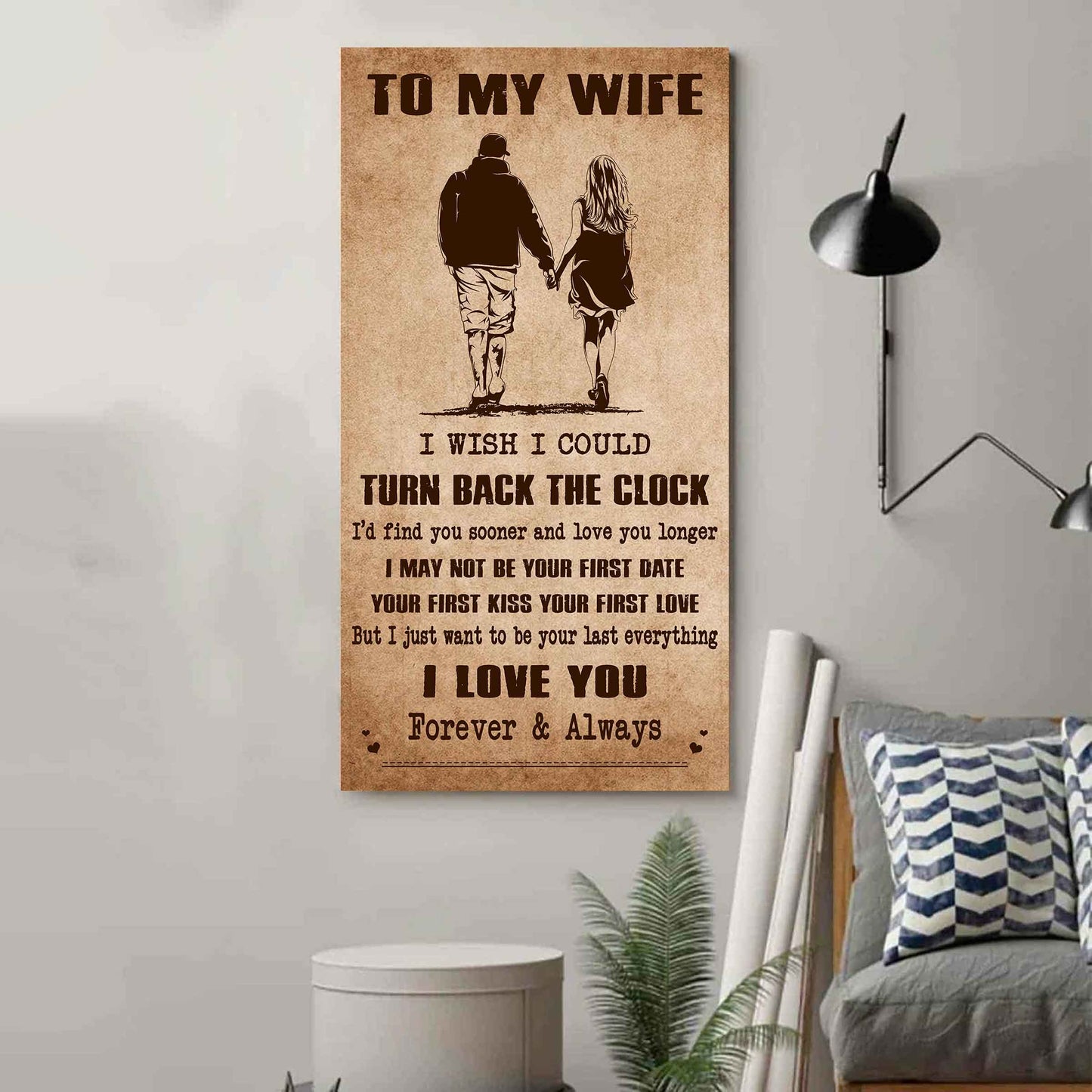 family poster canvas to my wife i wish i could turn back the clock - i love you forever and always gift for your wife