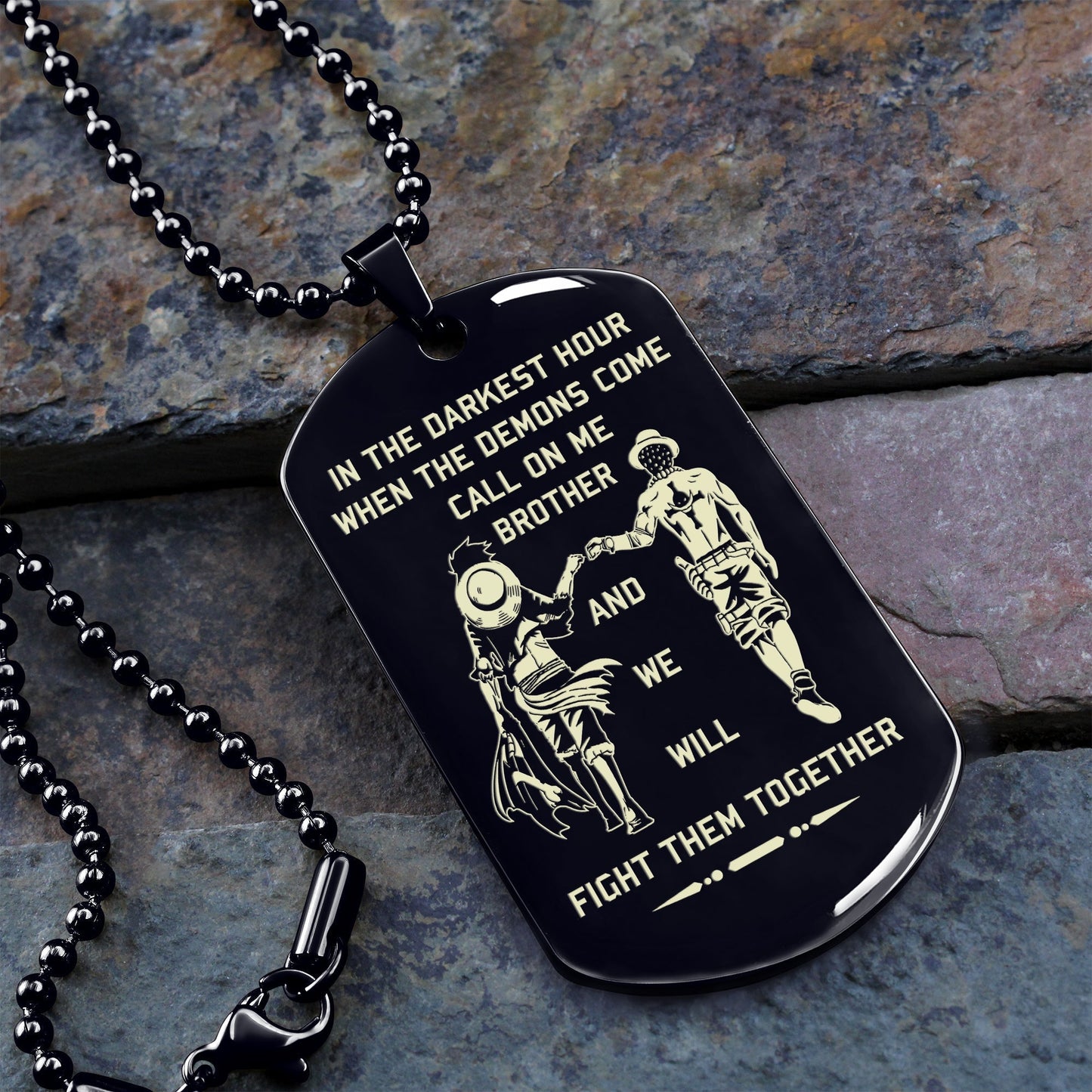 viking customizable engraved brother dog tag gift from brother, in the darkest hour, when the demons come call on me brother and we will fight them together