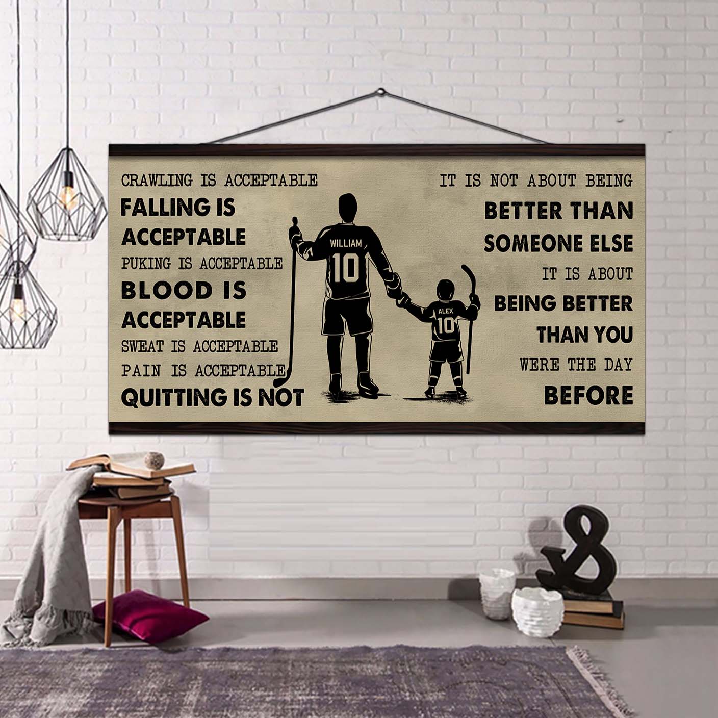 soccer poster canvas from dad to son quitting is not - it is not about being better than someone else