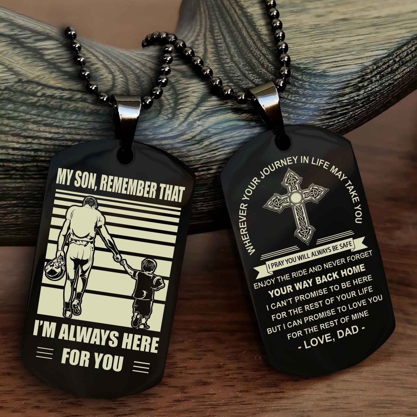 drb cross double sided dog tag my son remember that - gift for son enjoy the ride never forget your way back home