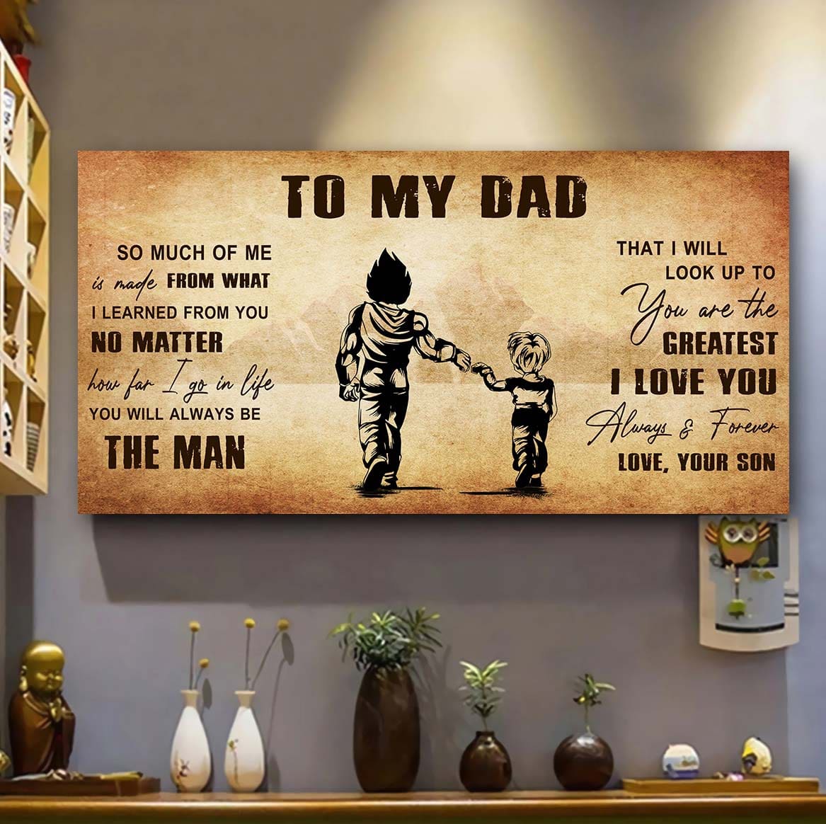 drb to my dad - you are the greatest i love you poster canvas gift for father from son