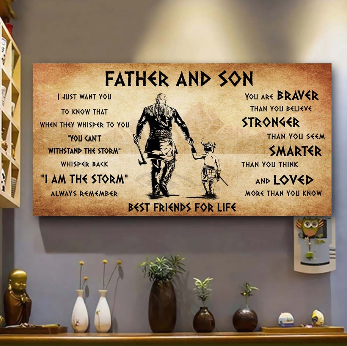 vikings father and son best friends for life - i am the storm poster canvas gift for son from father