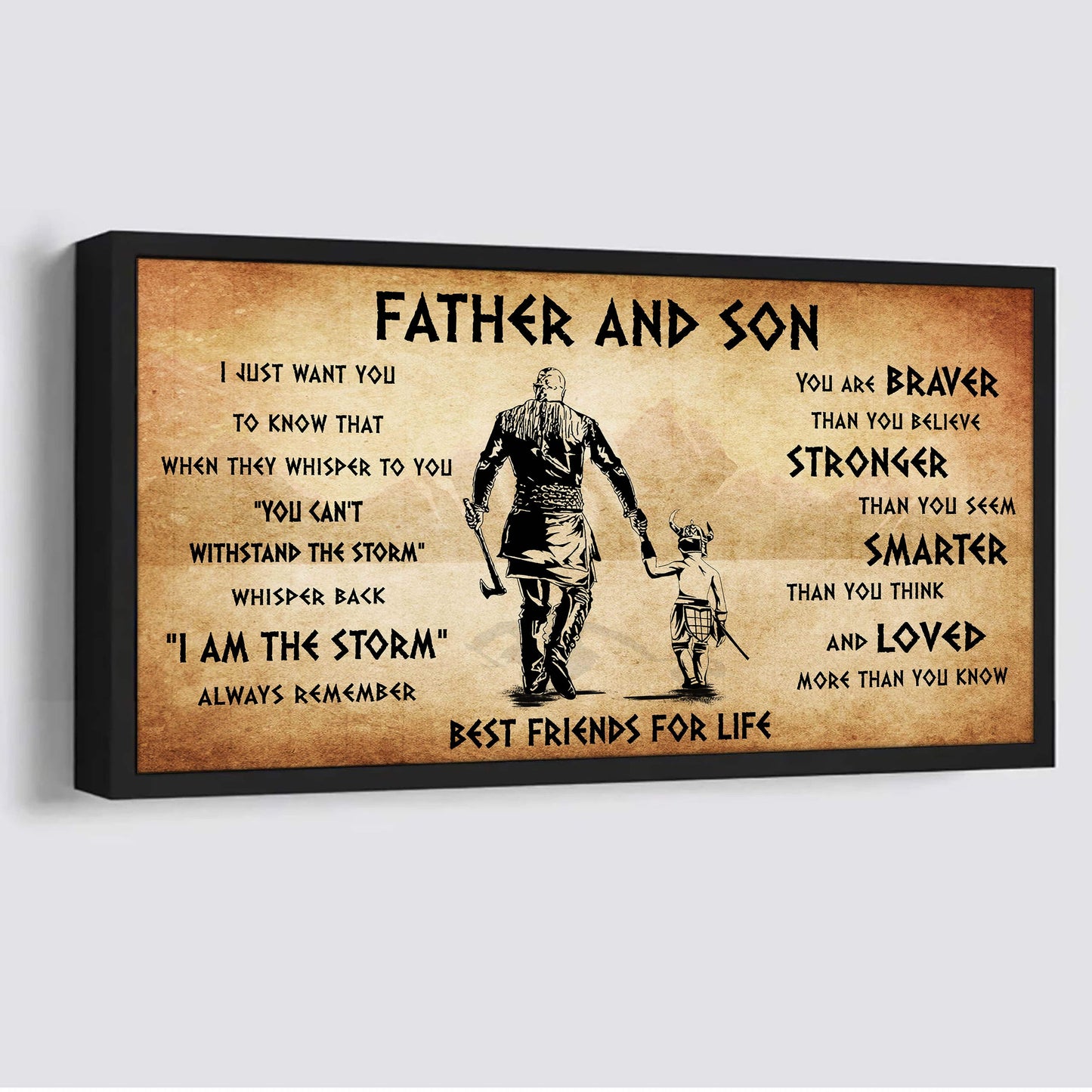 vikings father and son best friends for life - i am the storm poster canvas gift for son from father