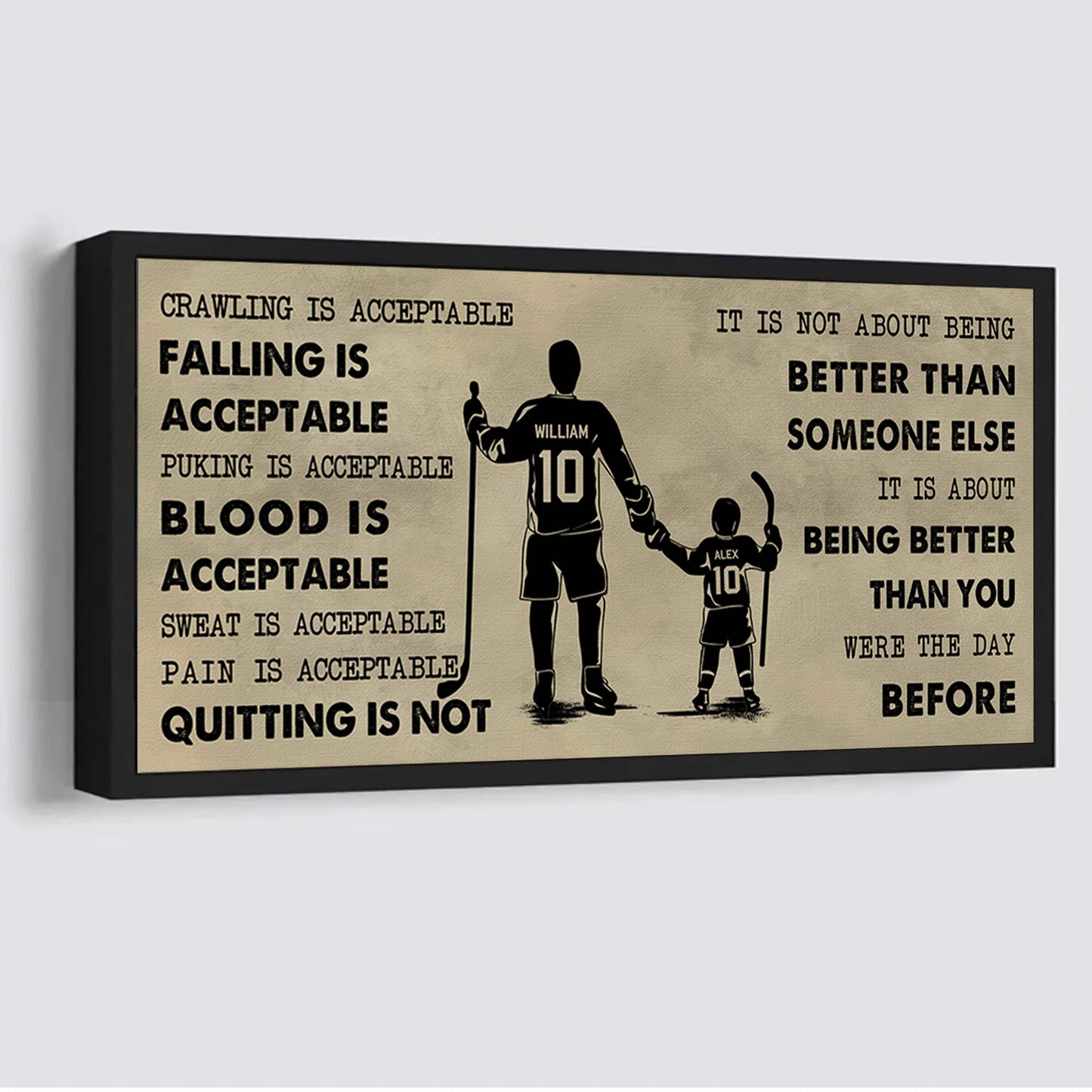 soccer poster canvas from dad to son quitting is not - it is not about being better than someone else