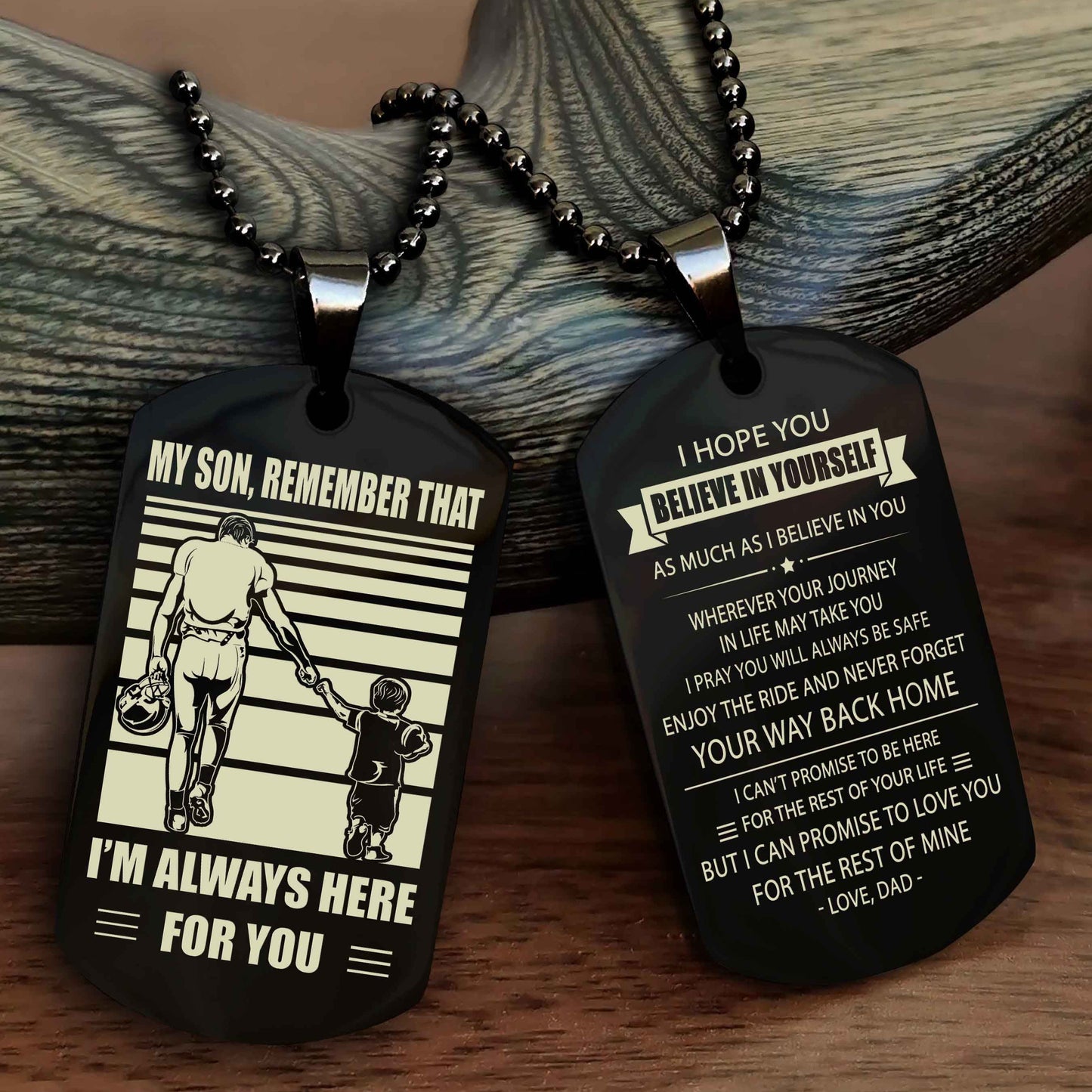 DRB Personalized Double Sided Dog Tag My Son Remember That I Will Always Here Never Forget Your Way Back Home
