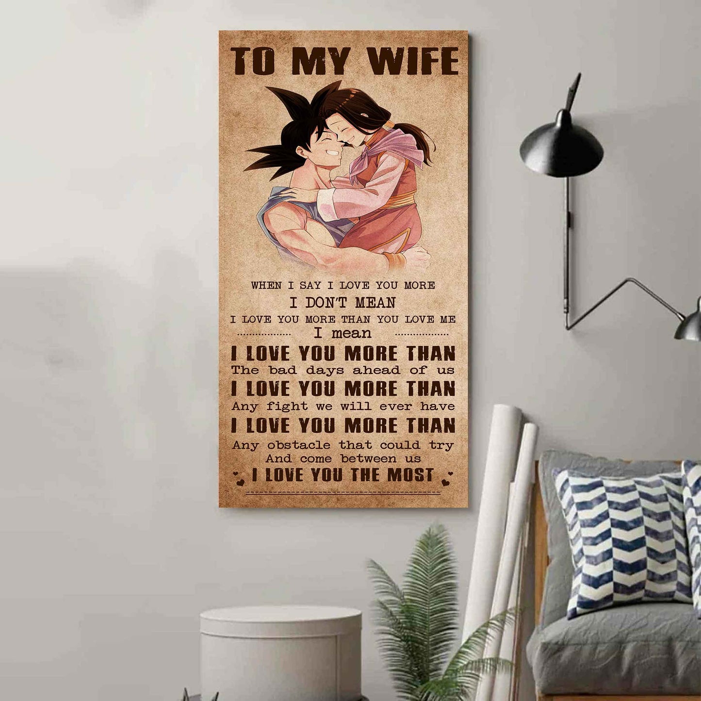 family poster canvas to my wife when i say i love you more - i love you the most gift for your wife