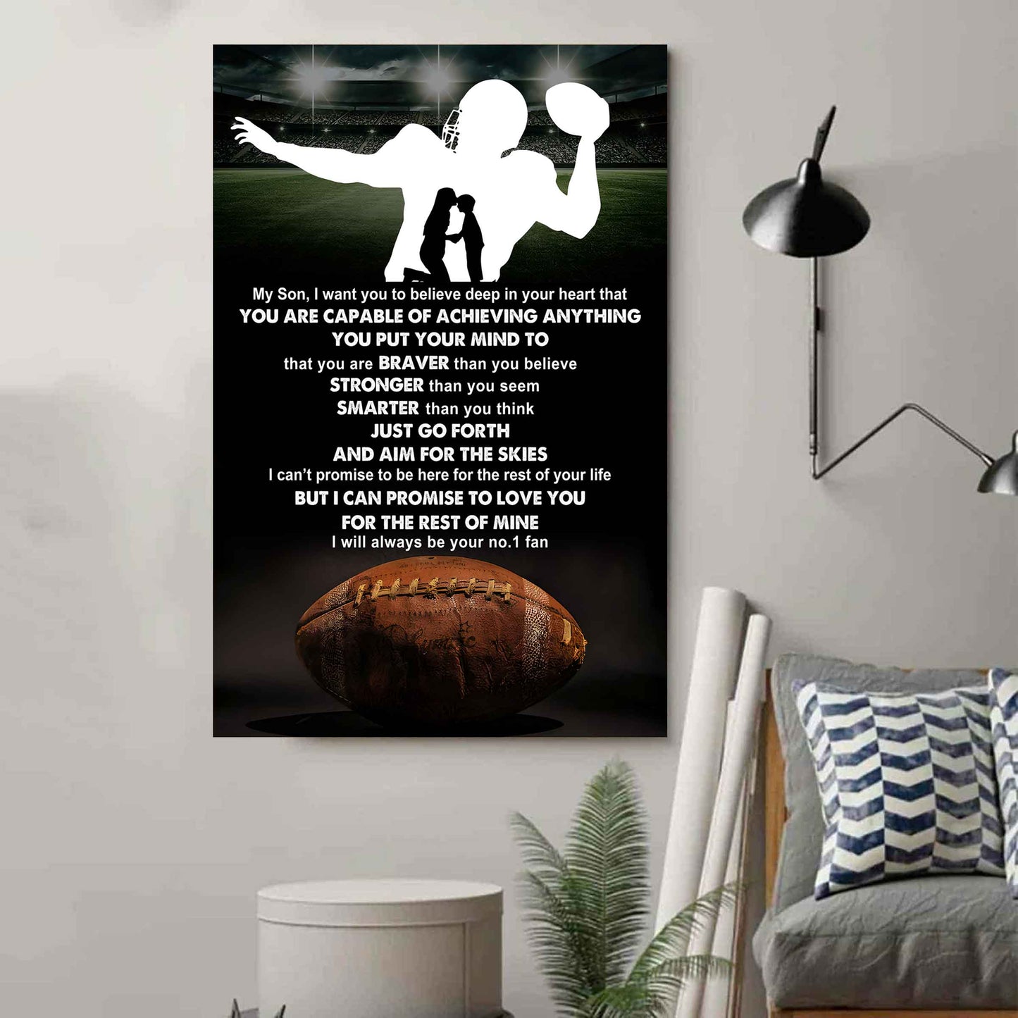 Sport Poster Canvas Mom To Son - That You Are Braver Than You Believe You Are Capable Of I Will Always Your No 1 Fan