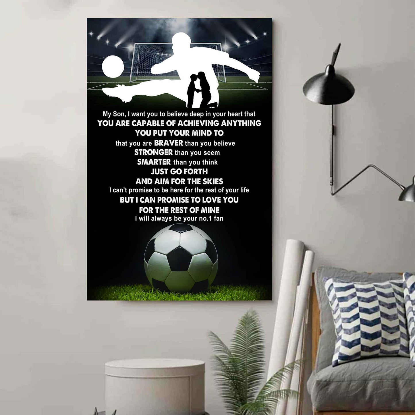 Sport Poster Canvas Mom To Son - That You Are Braver Than You Believe You Are Capable Of I Will Always Your No 1 Fan