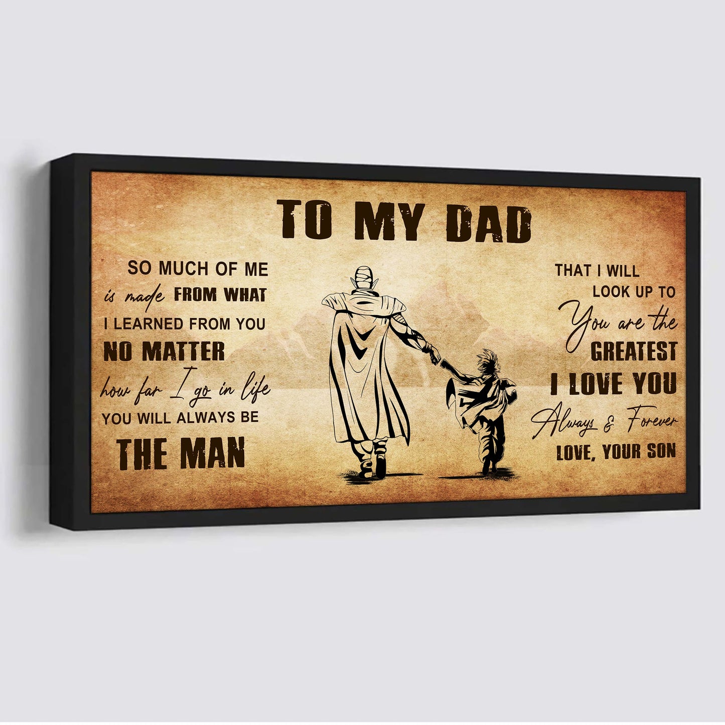 drb to my dad - you are the greatest i love you poster canvas gift for father from son