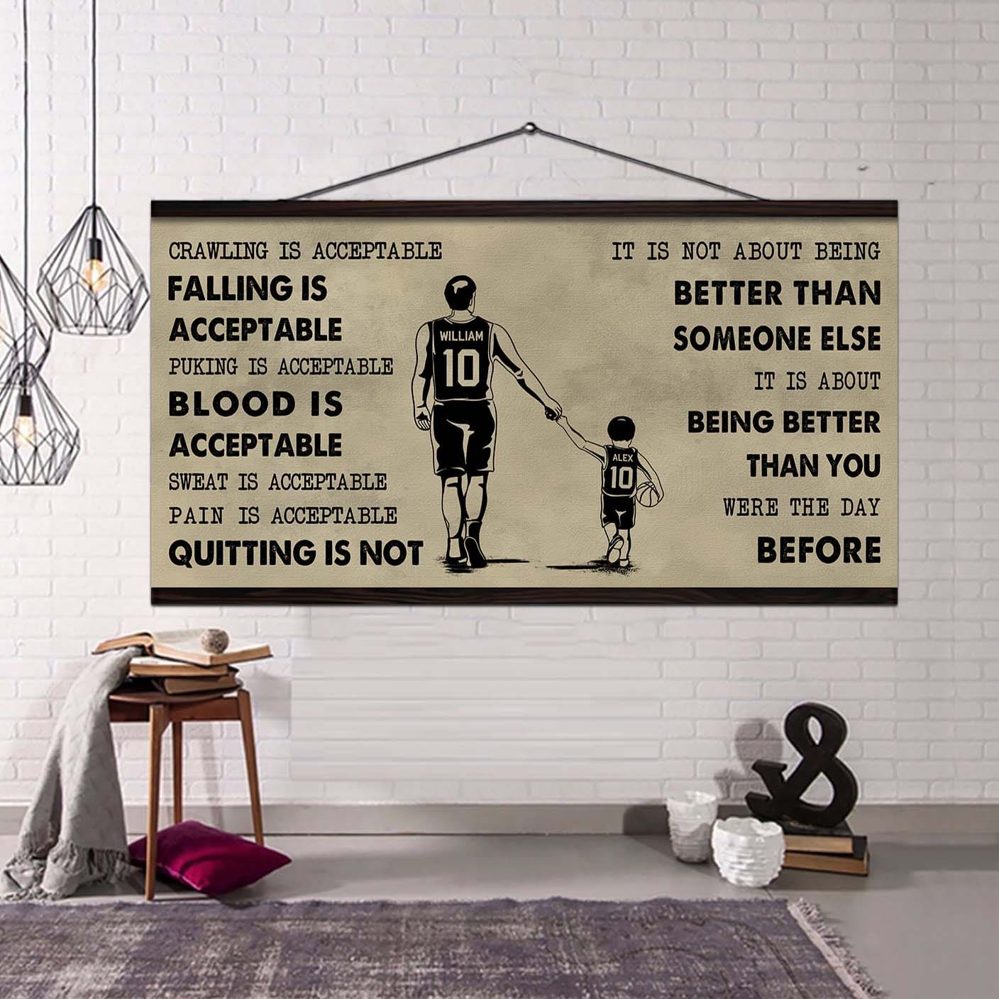 soccer poster canvas from dad to son quitting is not - it is not about being better than someone else