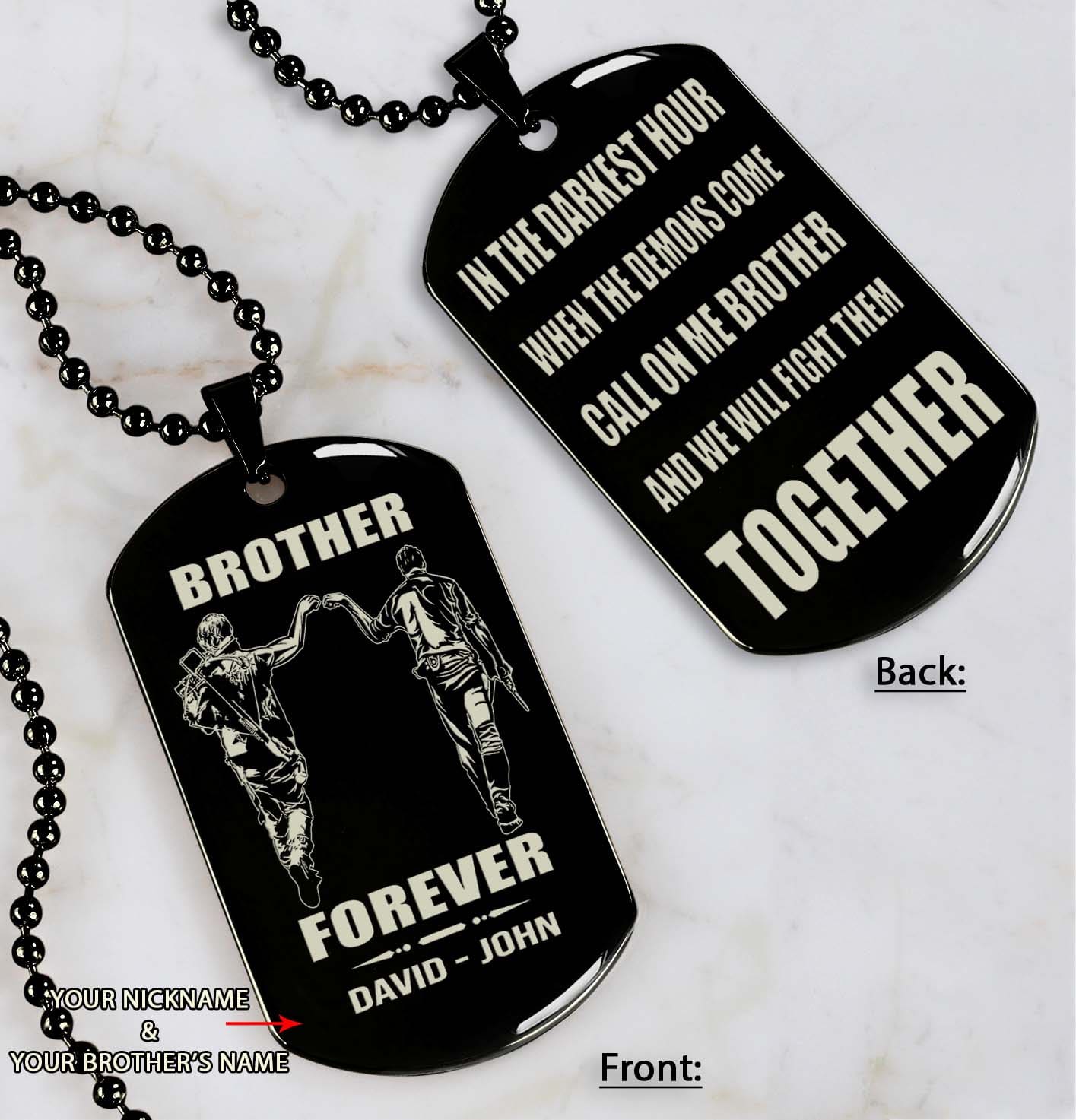 ver3w vikings customizable engraved black dog tag double sided gift from brother, brother forever