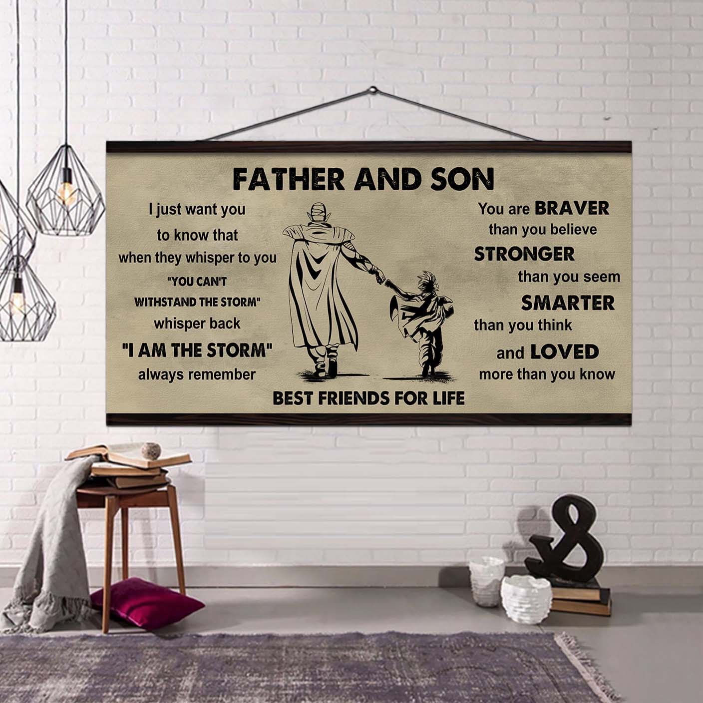 soldier father and son best friends for life - i am the storm poster canvas gift for son from father