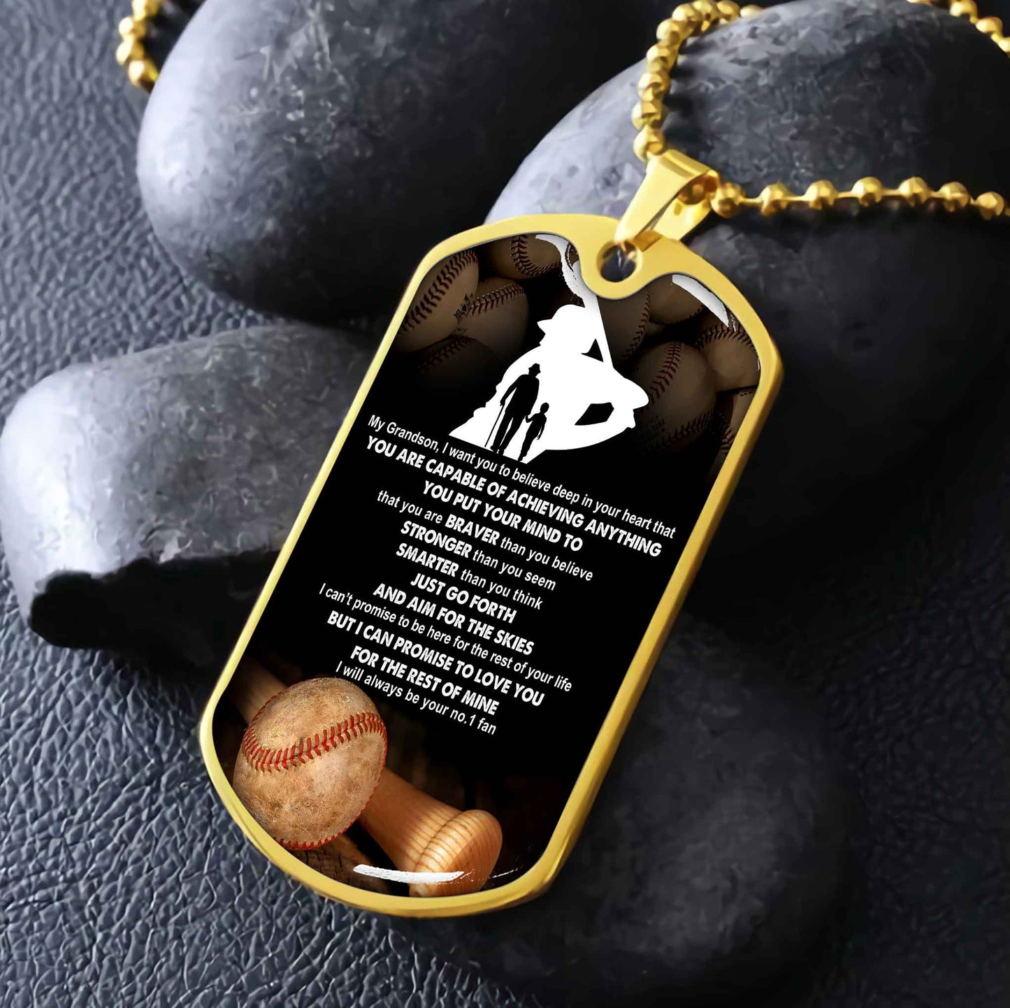 Sport Military Chain 18K Gold Plated Silver Plated To My Grandson From Grandpa Motivation Message I Will Always Be Your No 1 Fan