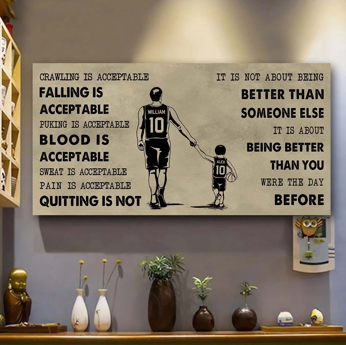soccer poster canvas from dad to son quitting is not - it is not about being better than someone else