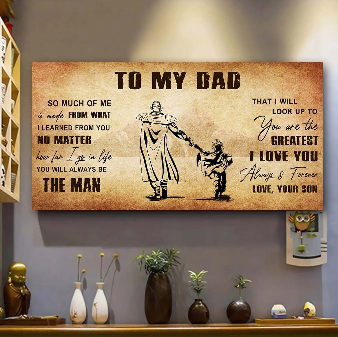 drb to my dad - you are the greatest i love you poster canvas gift for father from son