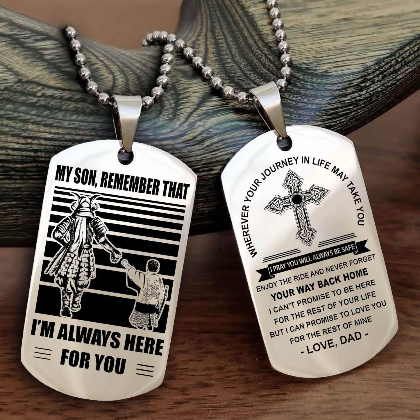 drb cross double sided dog tag my son remember that - gift for son enjoy the ride never forget your way back home