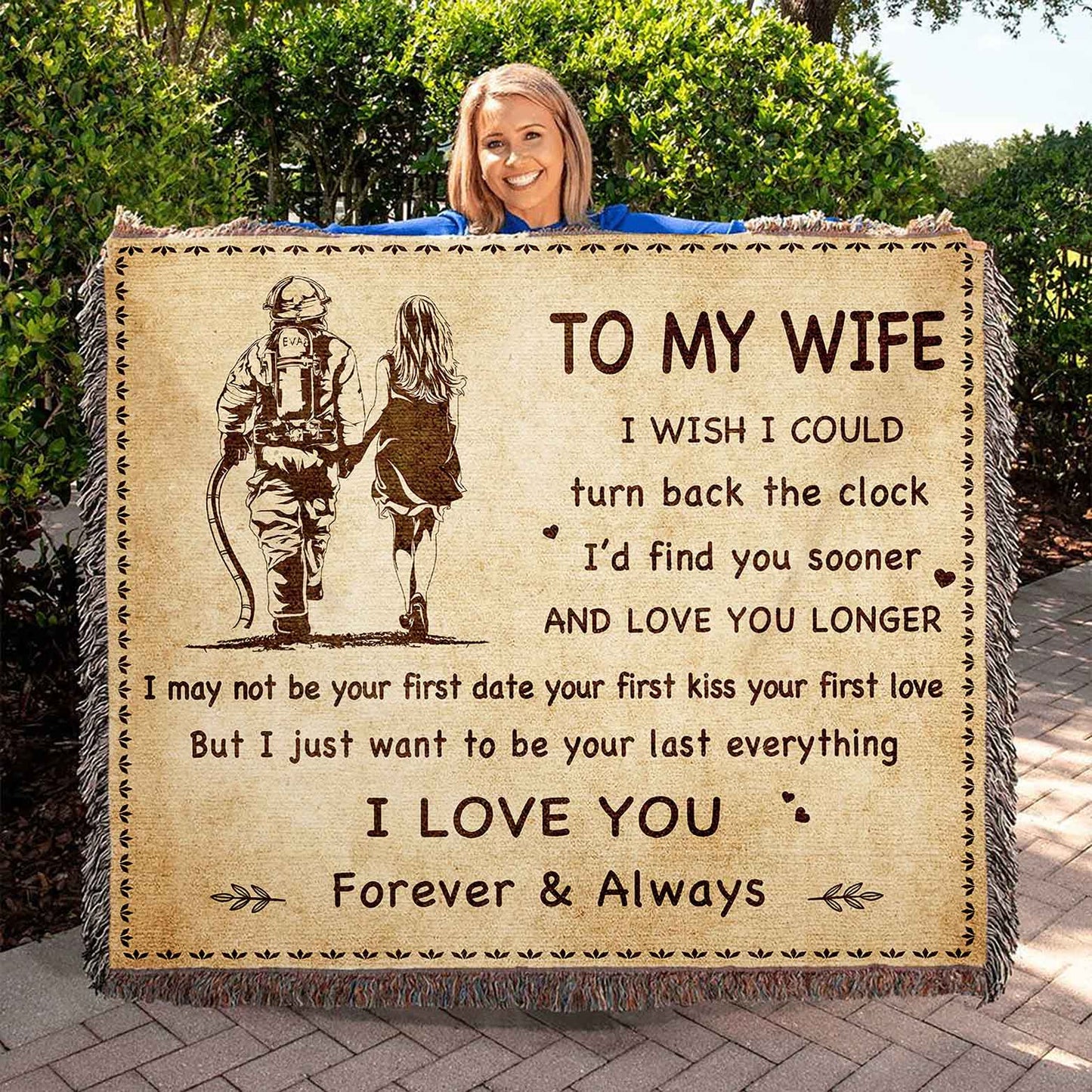 to my wife woven blanket i wish i could turn back the clock i love you forever and always gift for your wife