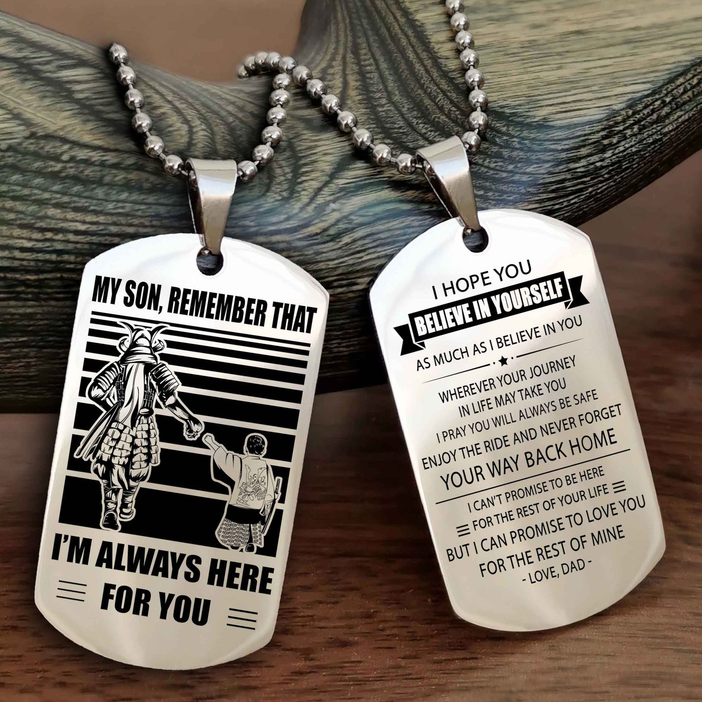 DRB Personalized Double Sided Dog Tag My Son Remember That I Will Always Here Never Forget Your Way Back Home