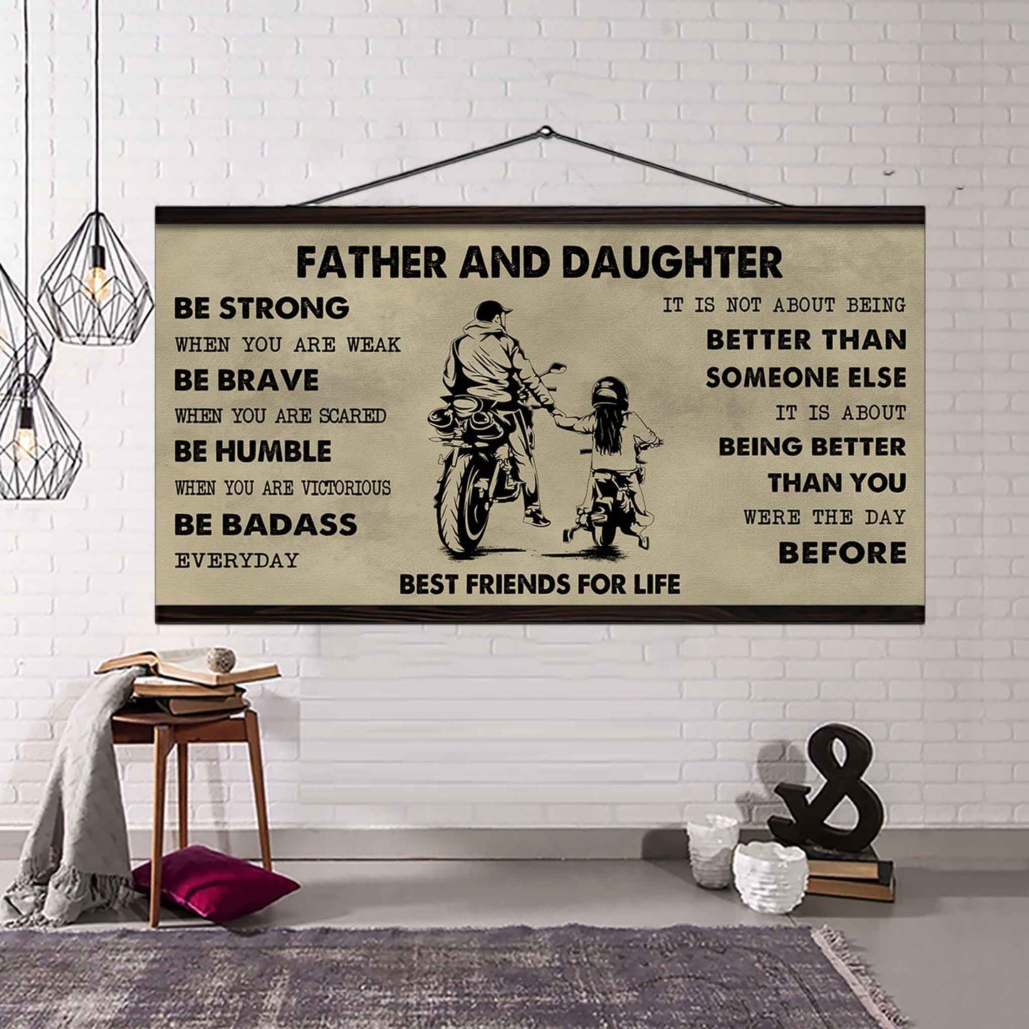 Biker Father And Son Best Friends For Life - Be Strong When You Are Weak Poster Canvas Gift For Son From Father