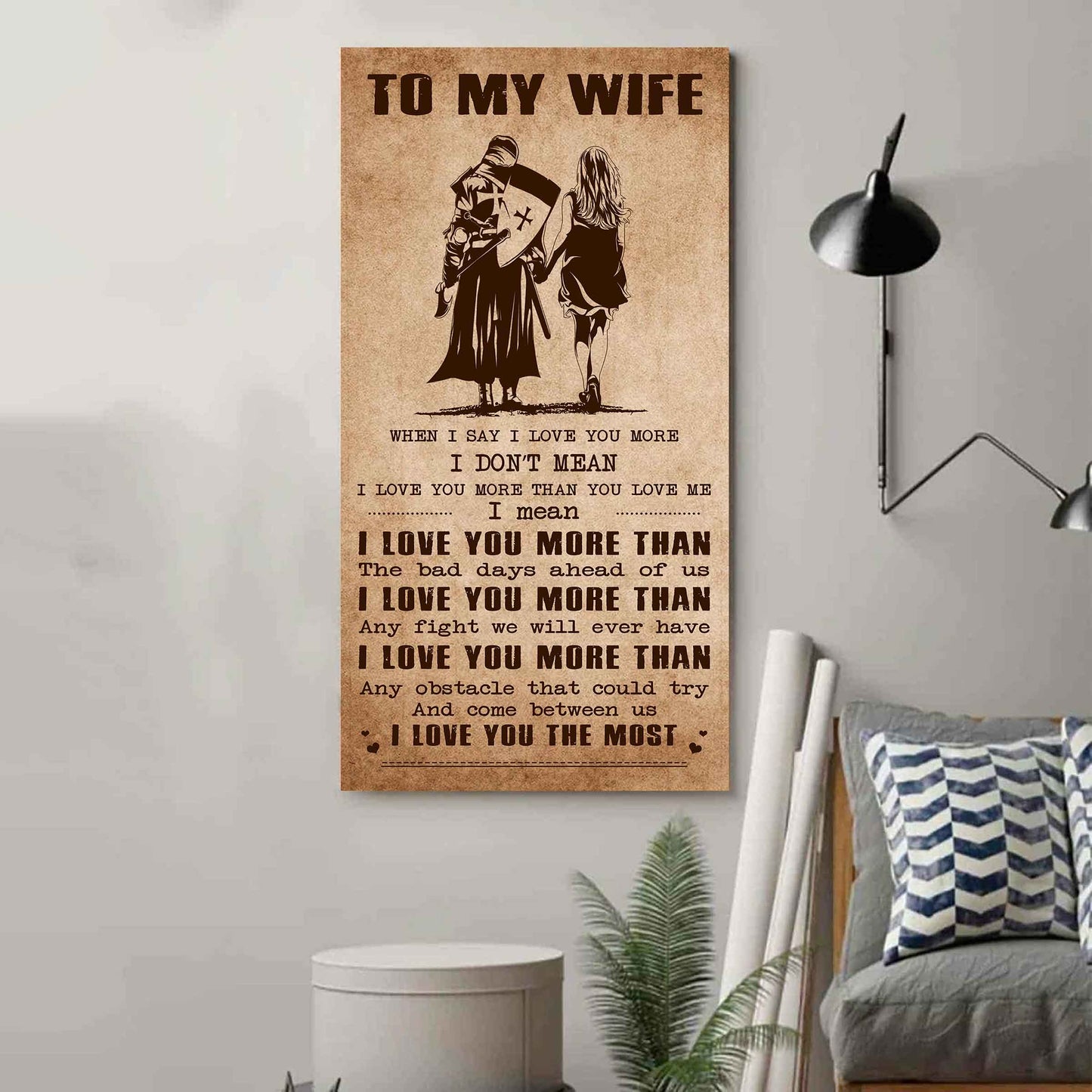 family poster canvas to my wife when i say i love you more - i love you the most gift for your wife