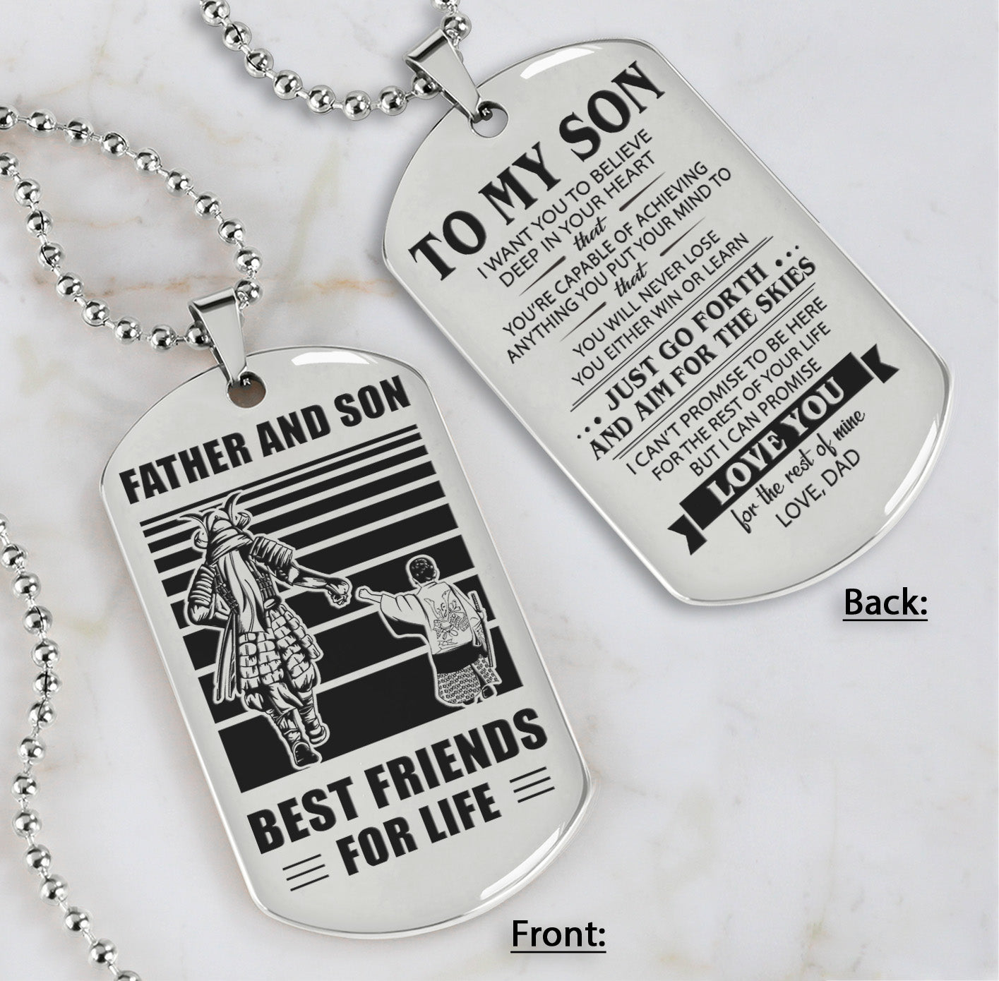 hm12 - customizabled double sided dog tag father and son best friends for life