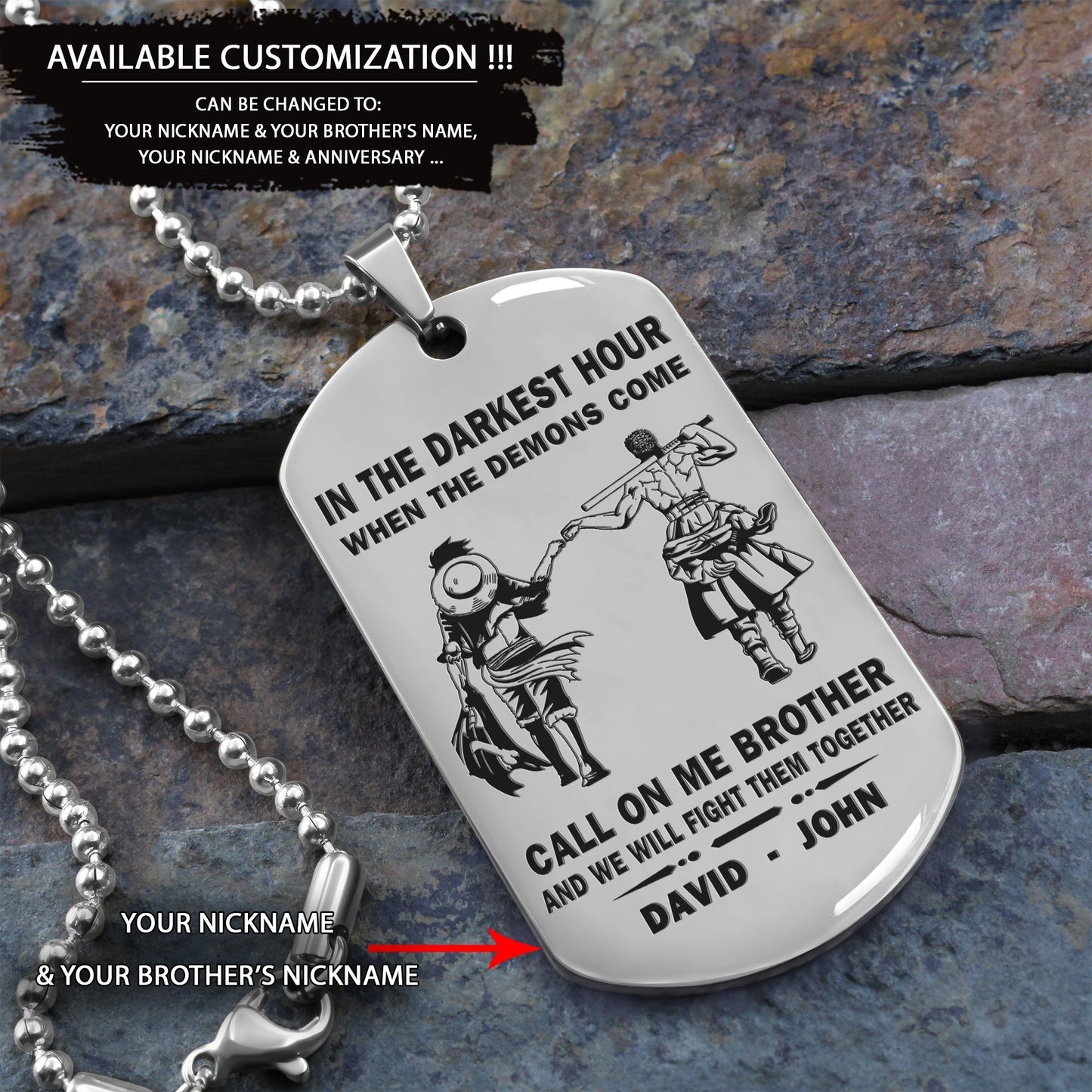 personalized one sided dog tag call on me brother and we will fight them together gift for your brother your cousins