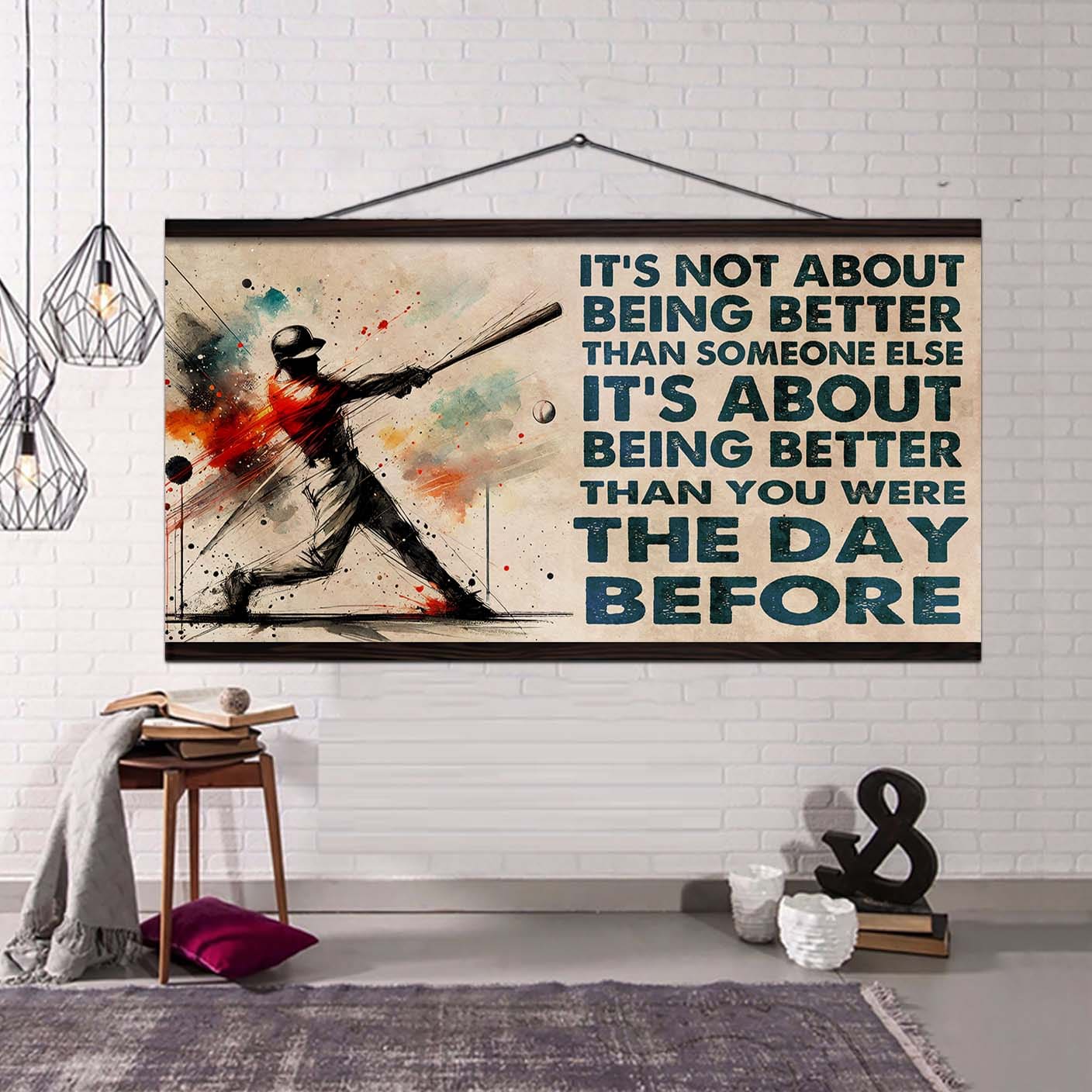 water color american football poster canvas it is not about being better than someone else