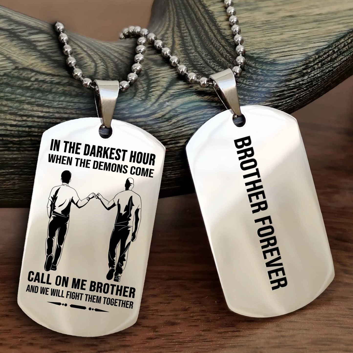 drb customizable engraved black dog tag double sided gift from brother, brother forevers