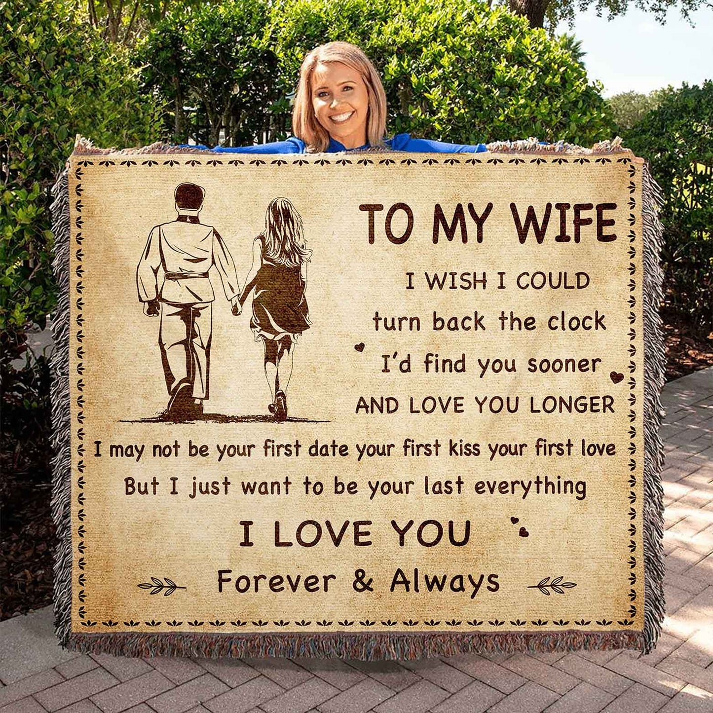 to my wife woven blanket i wish i could turn back the clock i love you forever and always gift for your wife