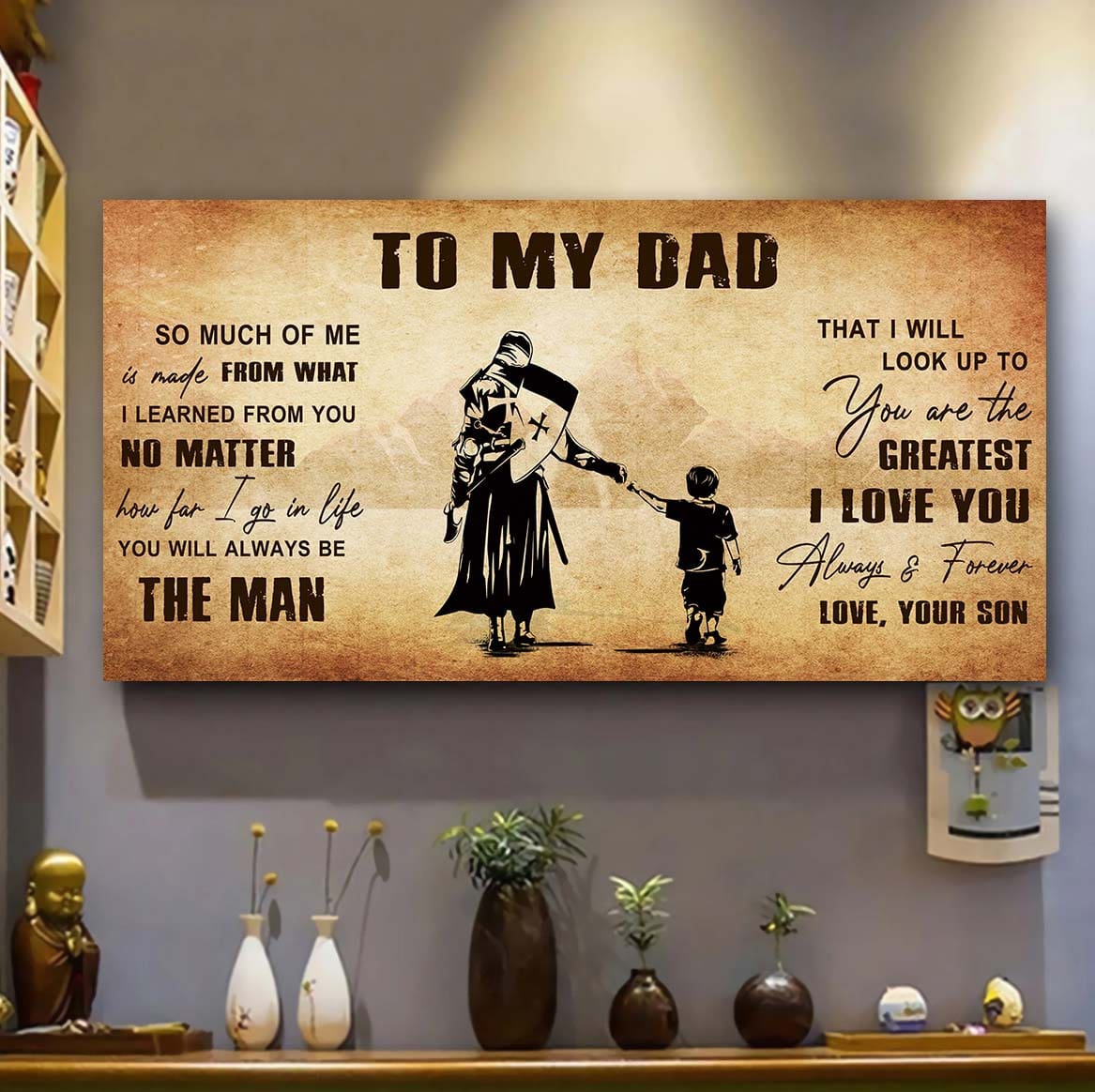 drb to my dad - you are the greatest i love you poster canvas gift for father from son