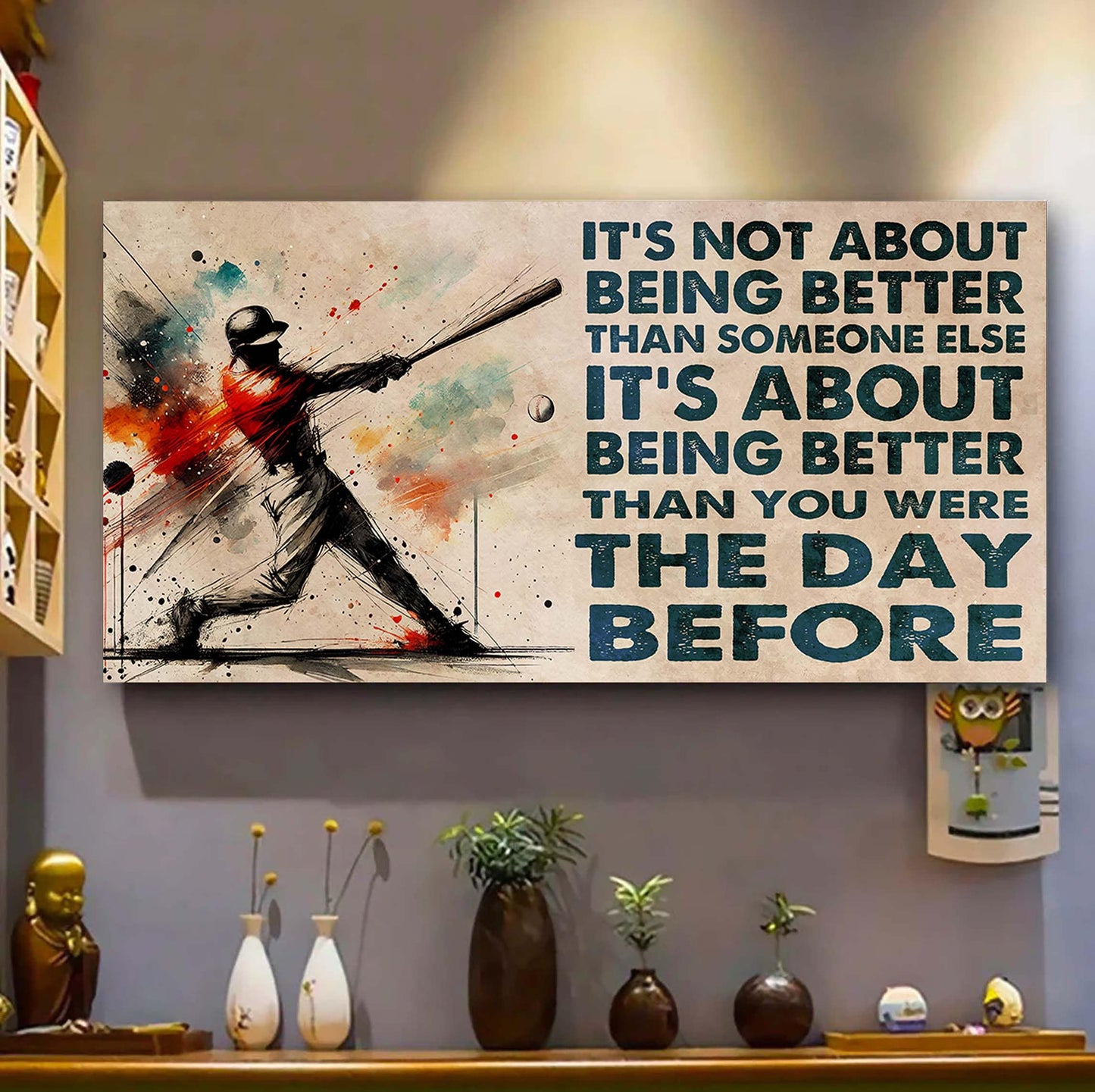 water color american football poster canvas it is not about being better than someone else