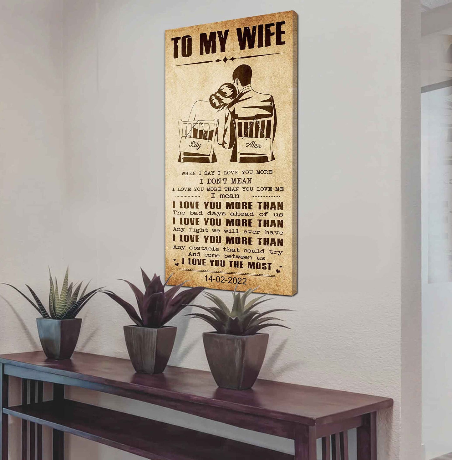 family poster canvas to my wife when i say i love you more - i love you the most gift for your wife