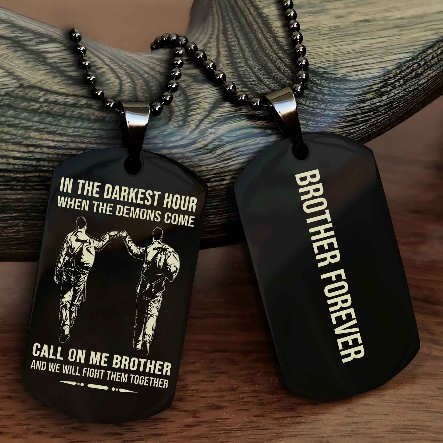 drb customizable engraved black dog tag double sided gift from brother, brother forevers