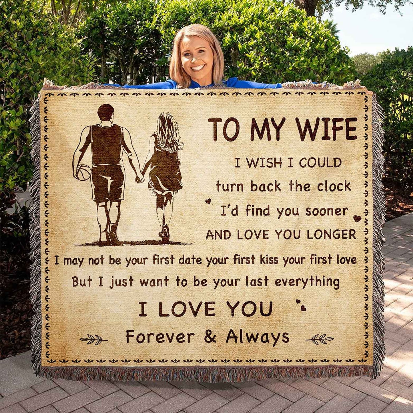 to my wife woven blanket i wish i could turn back the clock i love you forever and always gift for your wife