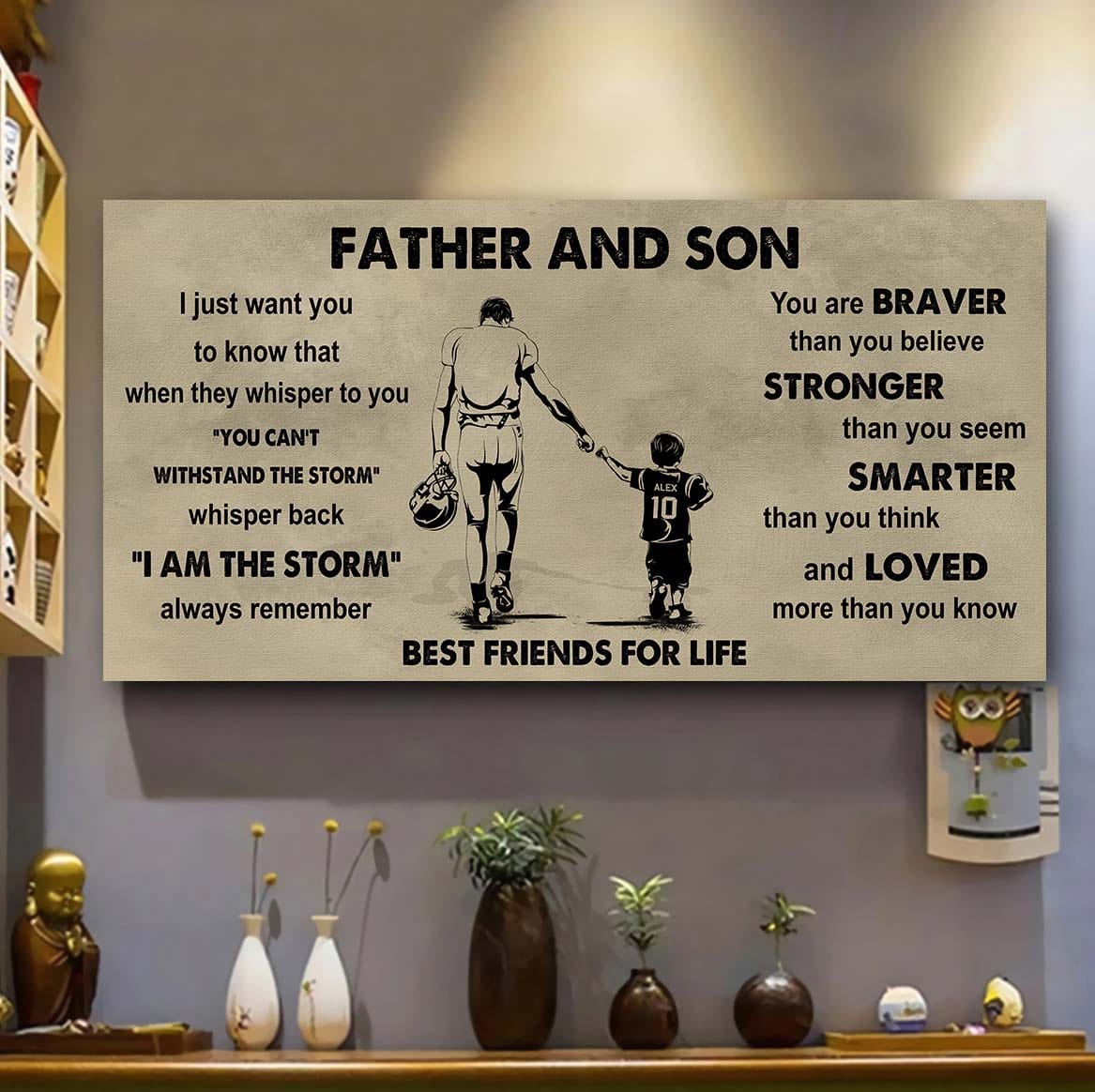 sport-family father and son best friends for life - i am the storm poster canvas gift for son from father