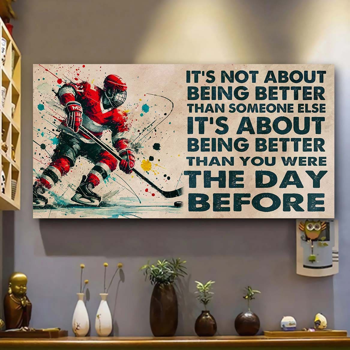water color american football poster canvas it is not about being better than someone else