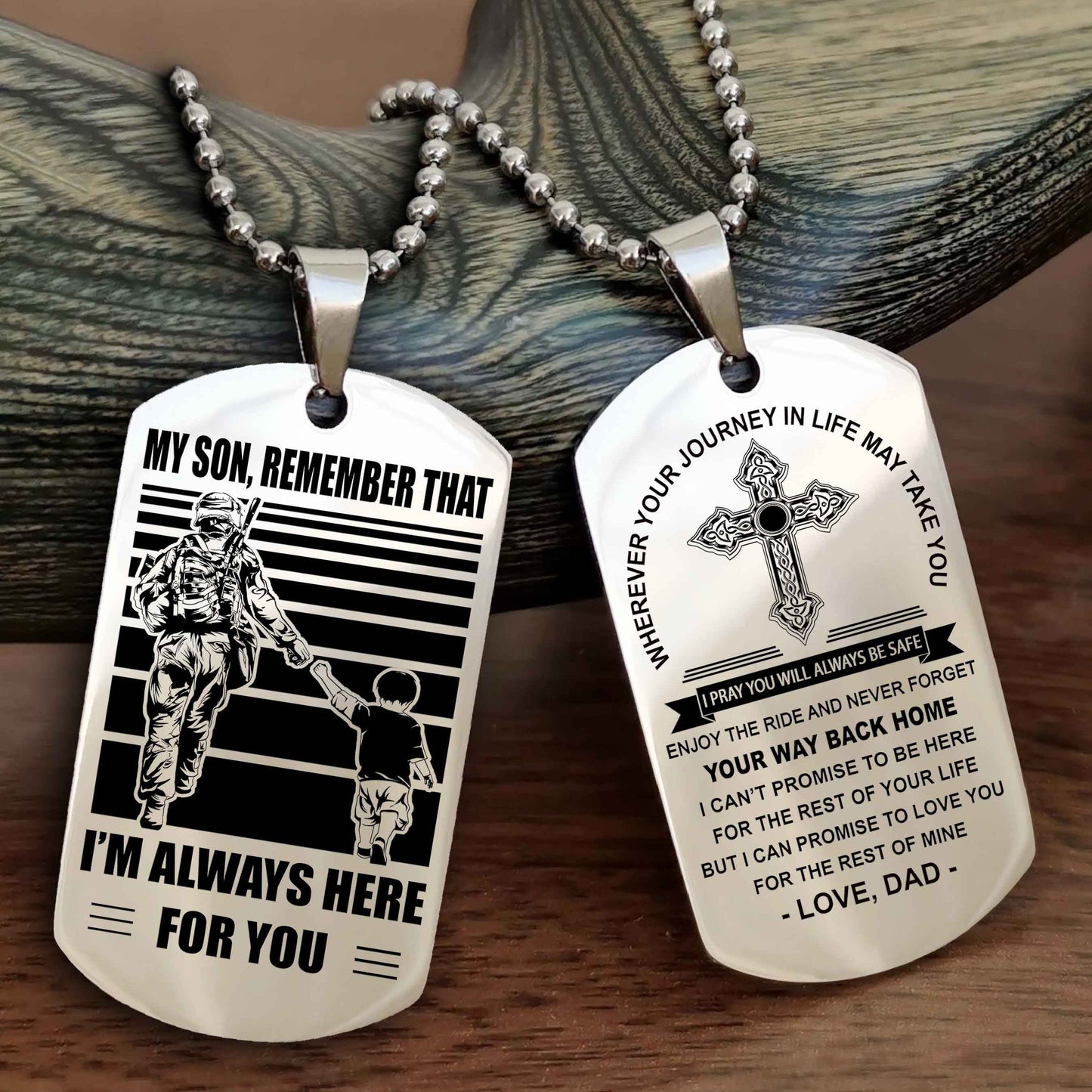 drb cross double sided dog tag my son remember that - gift for son enjoy the ride never forget your way back home