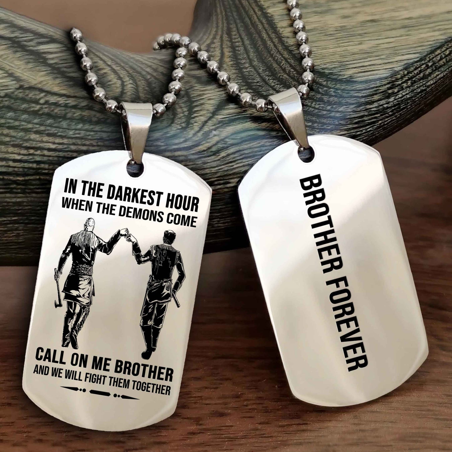 drb customizable engraved black dog tag double sided gift from brother, brother forevers