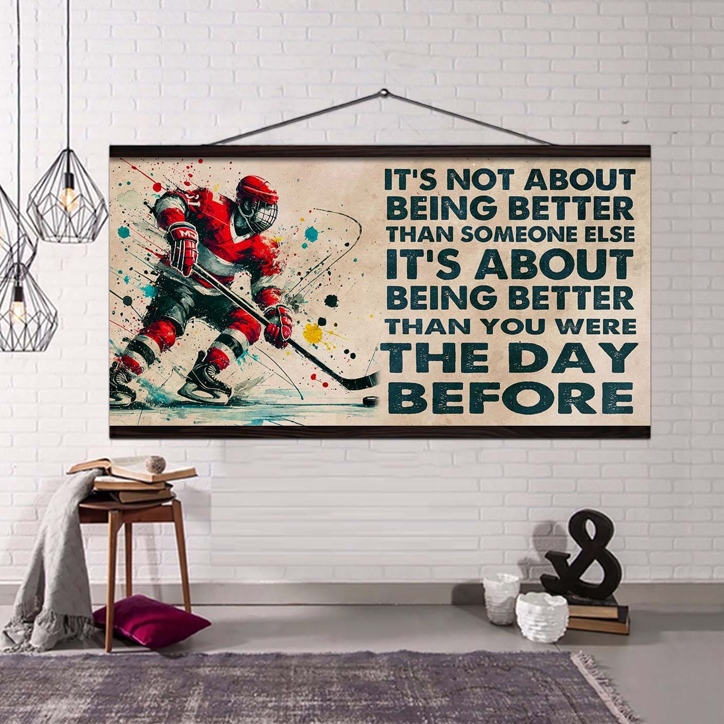 water color american football poster canvas it is not about being better than someone else