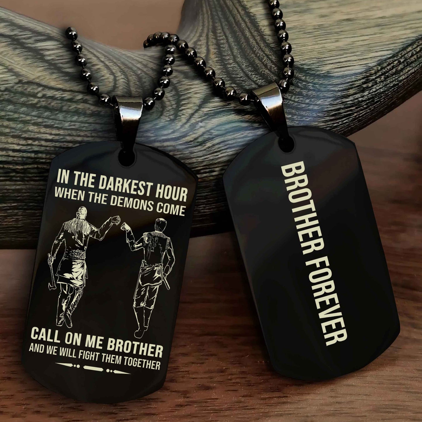 drb customizable engraved black dog tag double sided gift from brother, brother forevers