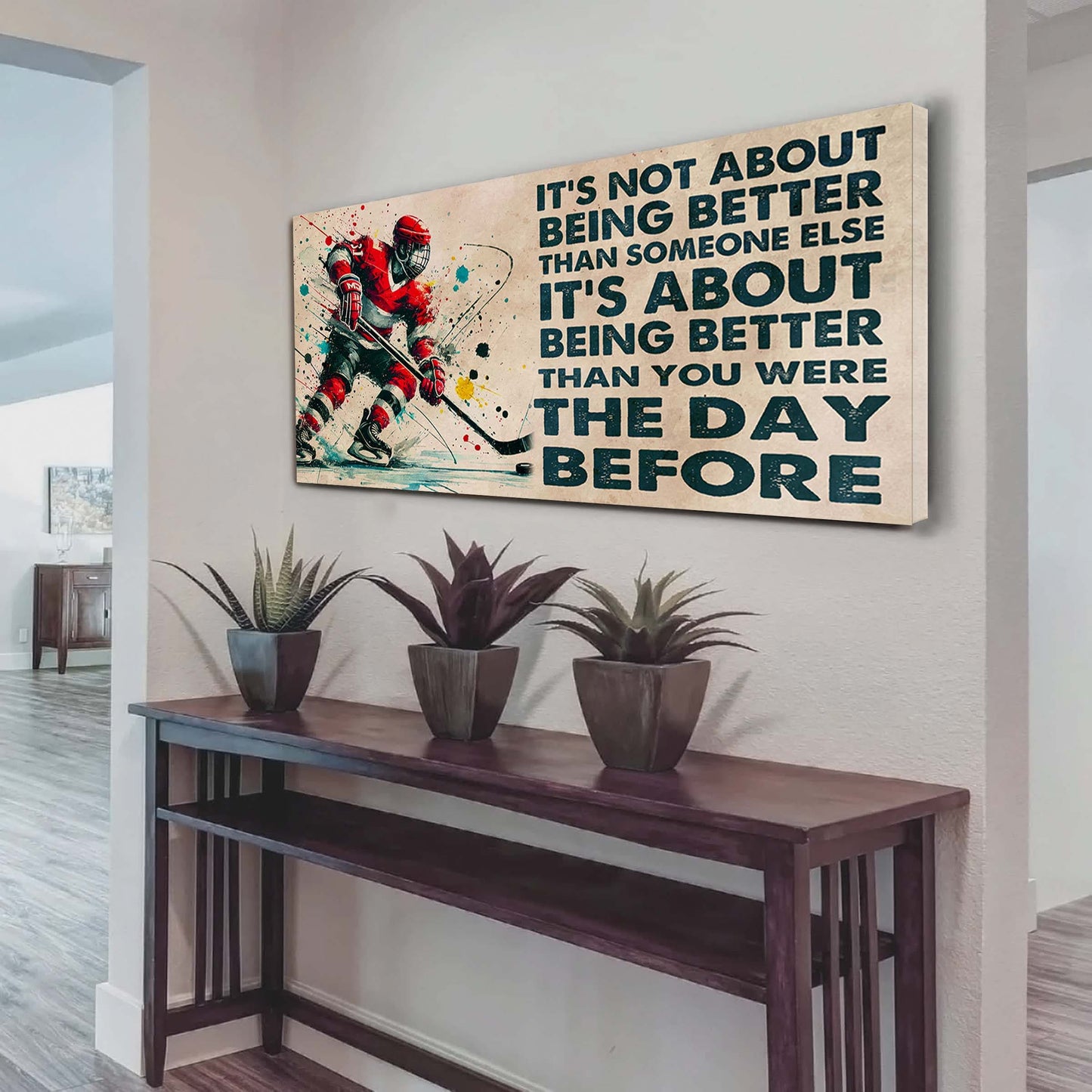 water color american football poster canvas it is not about being better than someone else
