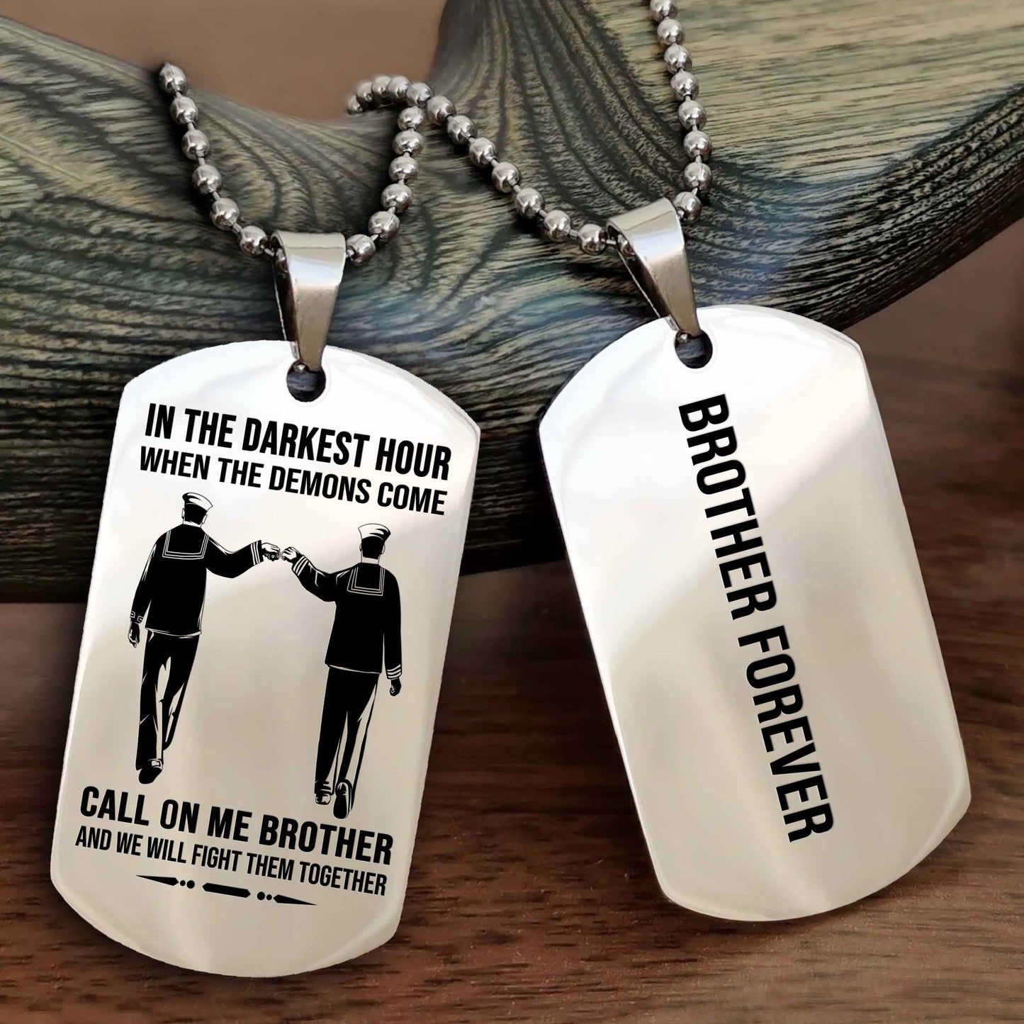drb customizable engraved black dog tag double sided gift from brother, brother forevers