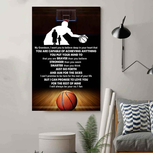 Sport Poster Canvas Grandma To Grandson - That You Are Braver Than You Believe You Are Capable Of I Will Always Your No 1 Fan
